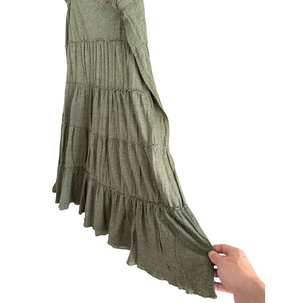 NWT American Eagle Tiered Midi Skirt Size XL Olive Green Boho